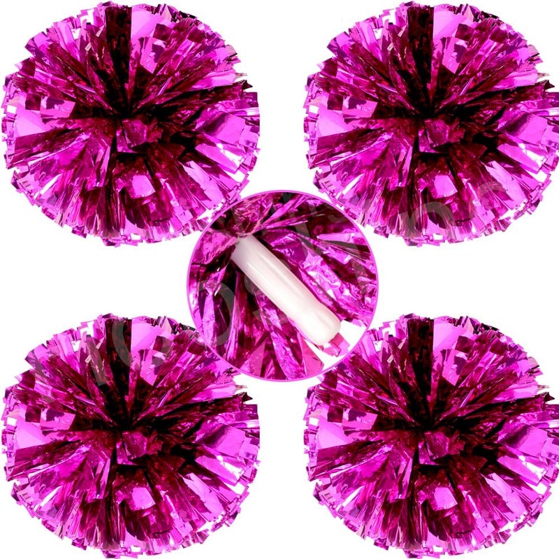 Hooshing 4PCS Cheer Pom Poms with Plastic Handle Cheerleading Pompoms for Kids Team Sports Party Cheering - Image 1